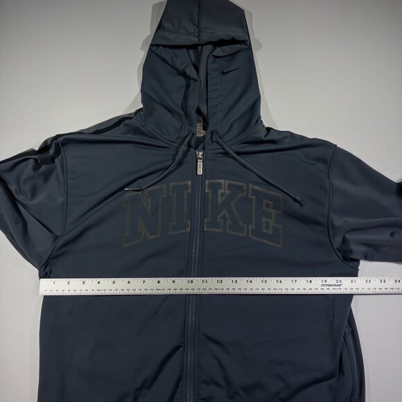 Vintage Nike Men's Full Zip Hooded Sweatshirt Grey Y2K - Size Medium - Picture 8 of 9